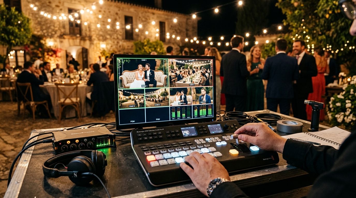 Mesa de realización multicámara y control de sonido en directo